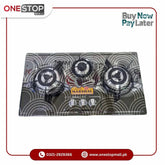 Marshal Gas Stove Cleaning Tray Easy Cooking 2x High Flame Burner 1x Rapid Fire Burner - Onestopmall.pk